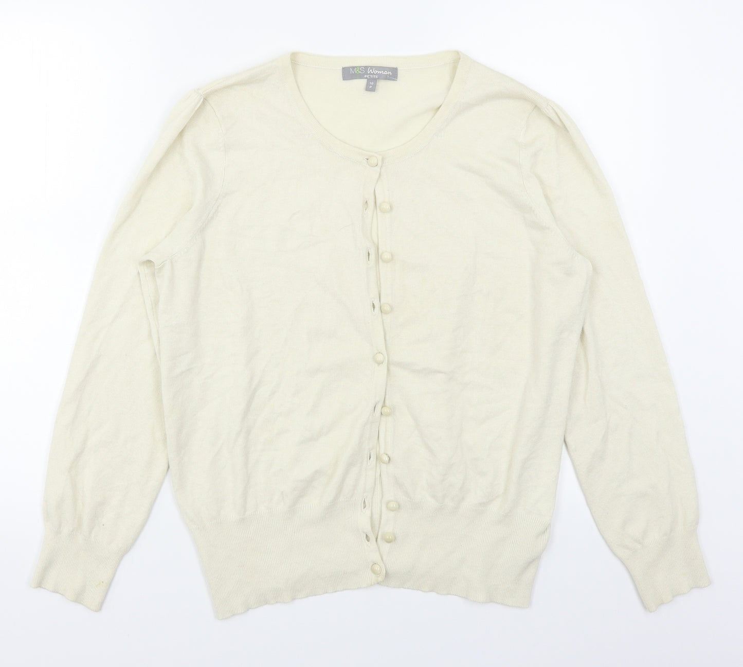M&S Womens White   Cardigan Jumper Size 16