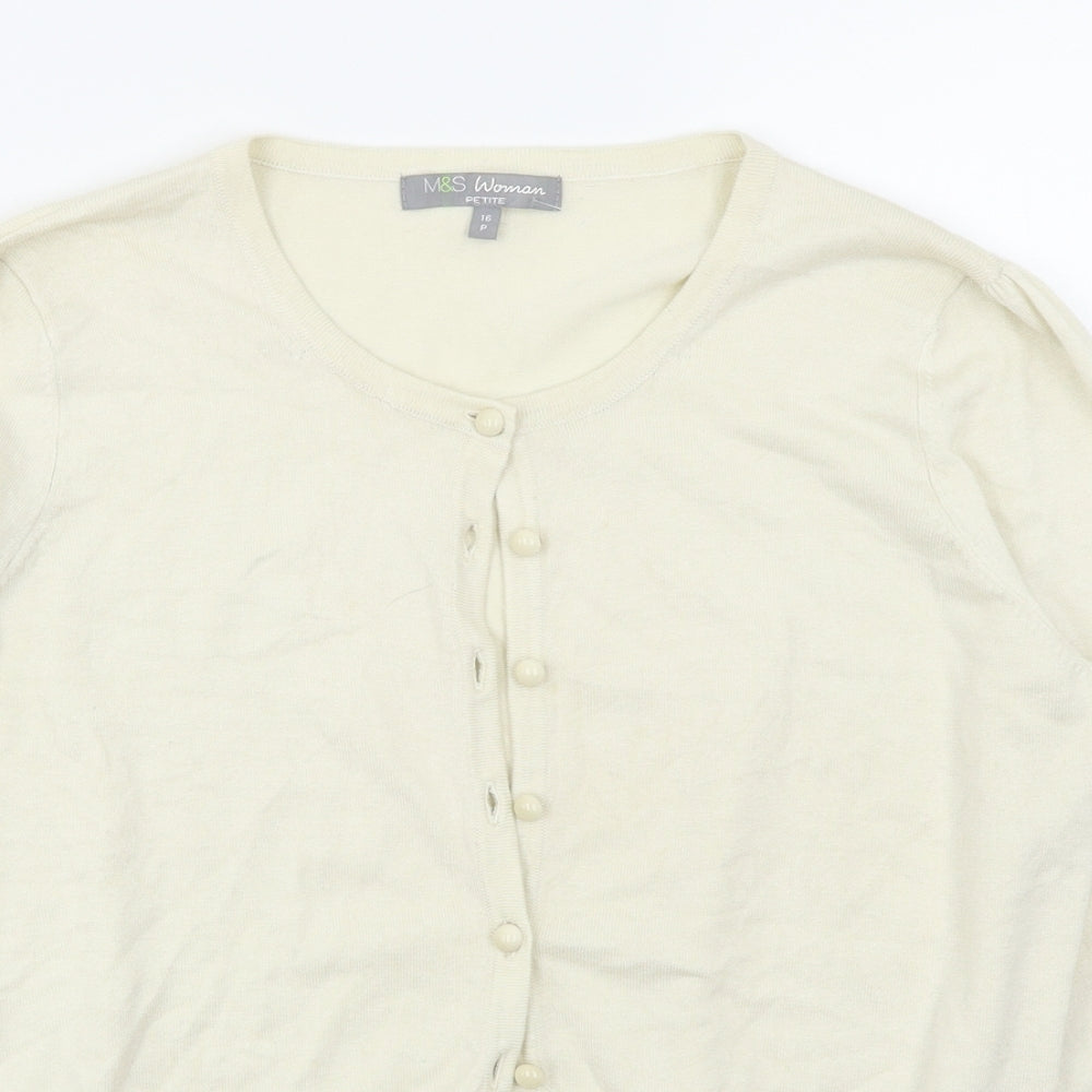 M&S Womens White   Cardigan Jumper Size 16