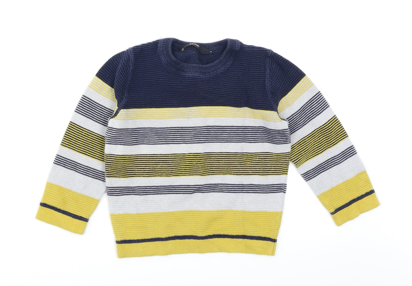 George Boys Blue Striped Knit Pullover Jumper Size 3-4 Years