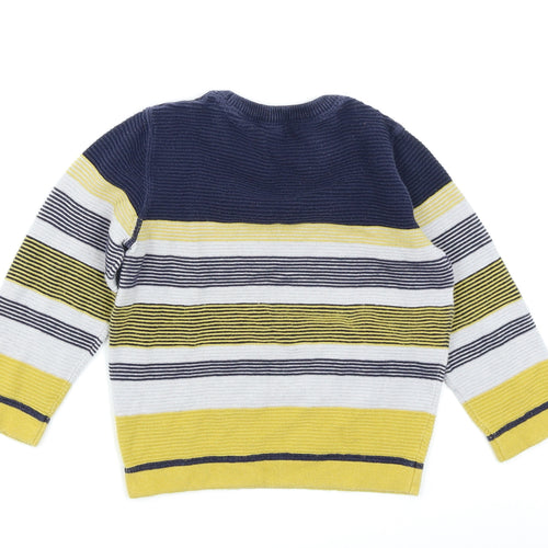 George Boys Blue Striped Knit Pullover Jumper Size 3-4 Years