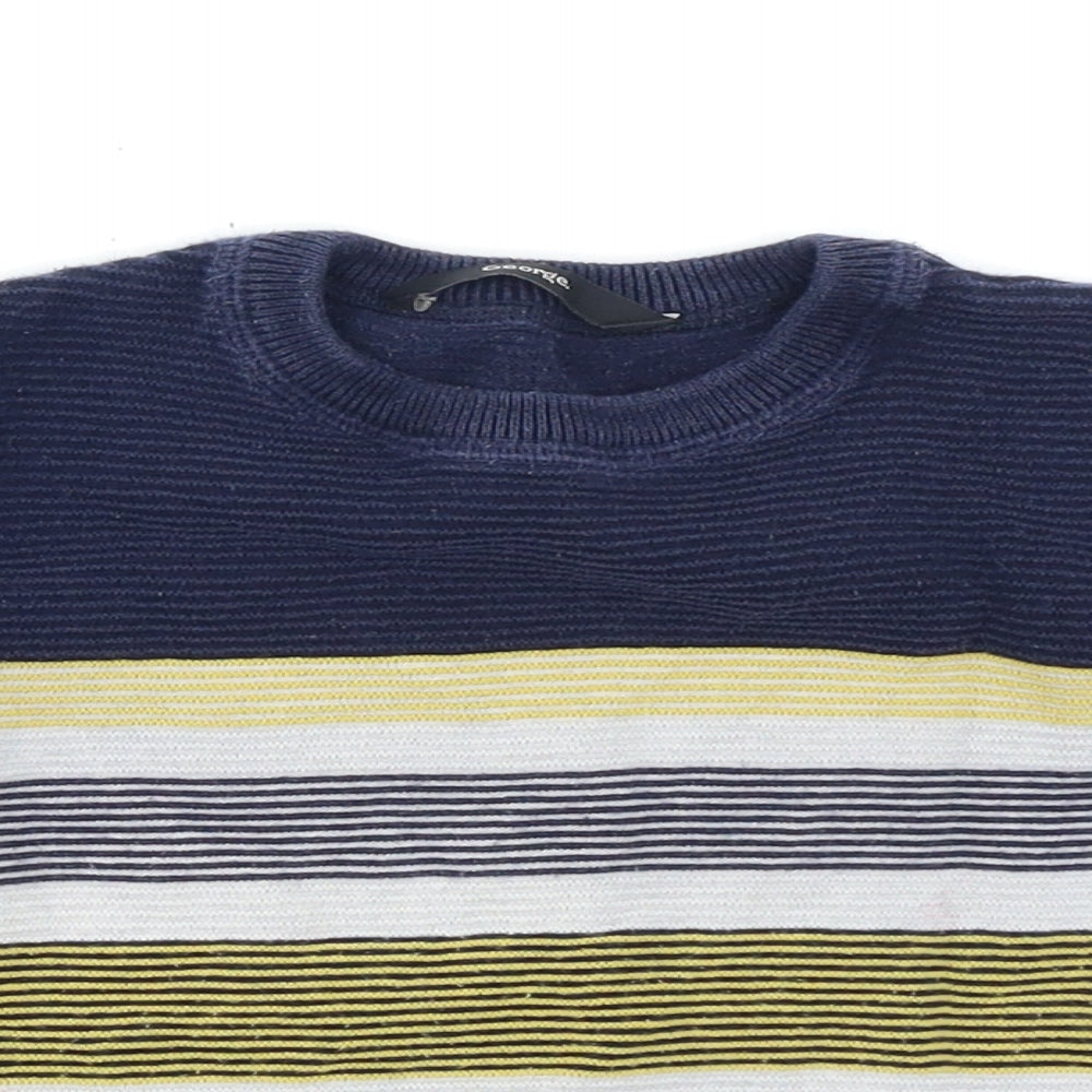 George Boys Blue Striped Knit Pullover Jumper Size 3-4 Years