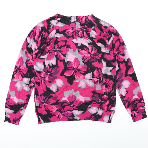Autonomy Womens Pink Floral  Pullover Jumper Size S