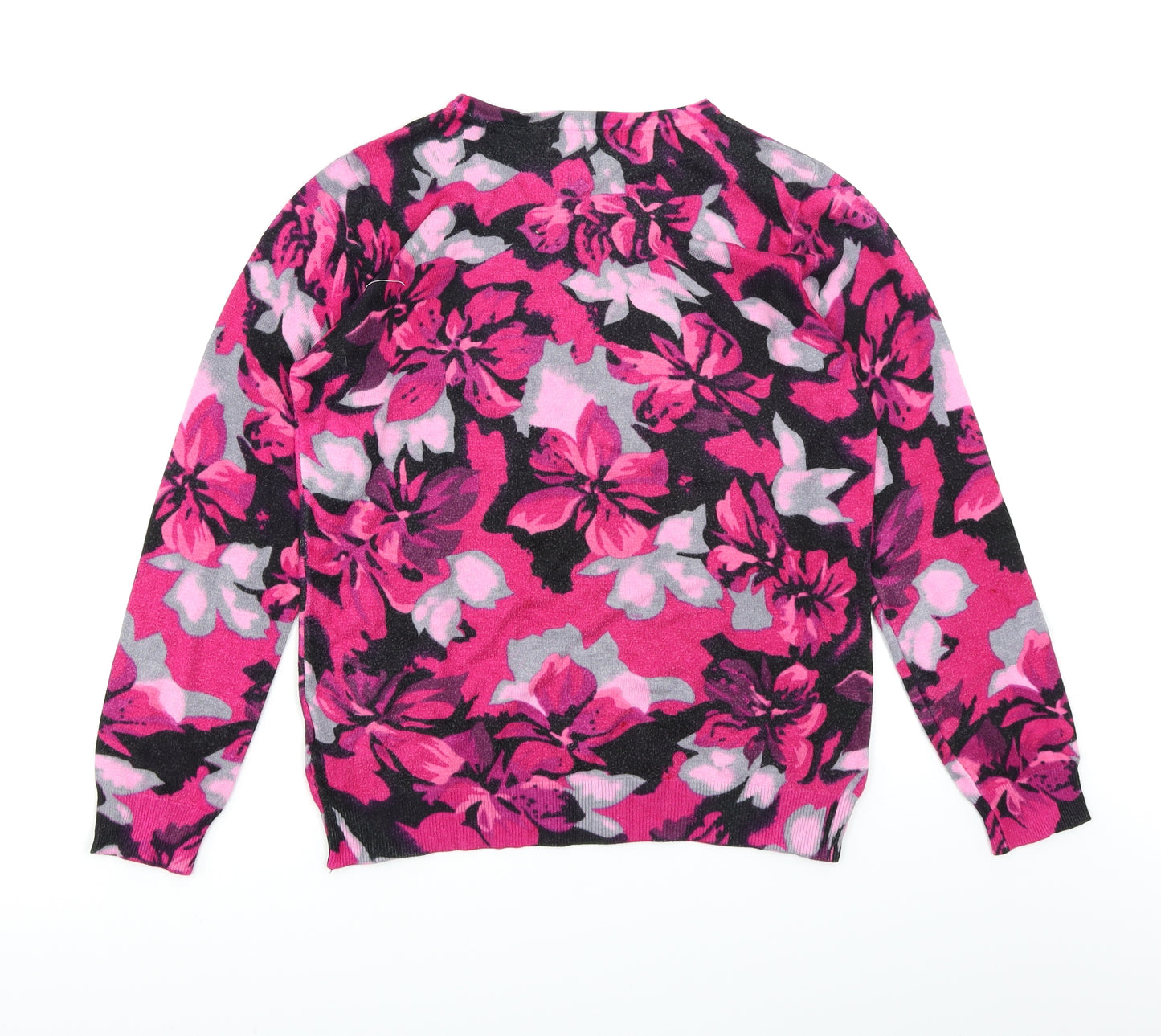 Autonomy Womens Pink Floral  Pullover Jumper Size S