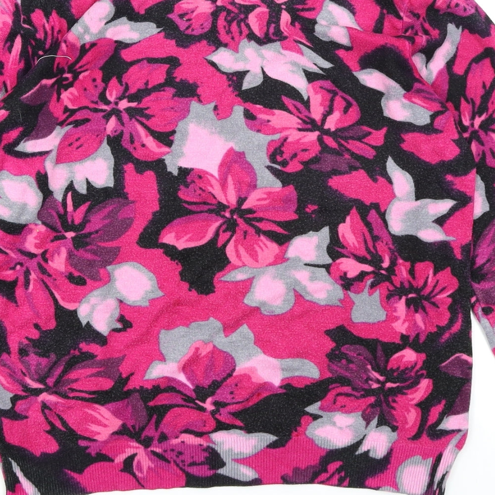 Autonomy Womens Pink Floral  Pullover Jumper Size S