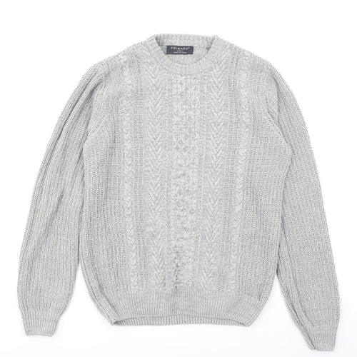 Primark Mens Grey  Knit Pullover Jumper Size S