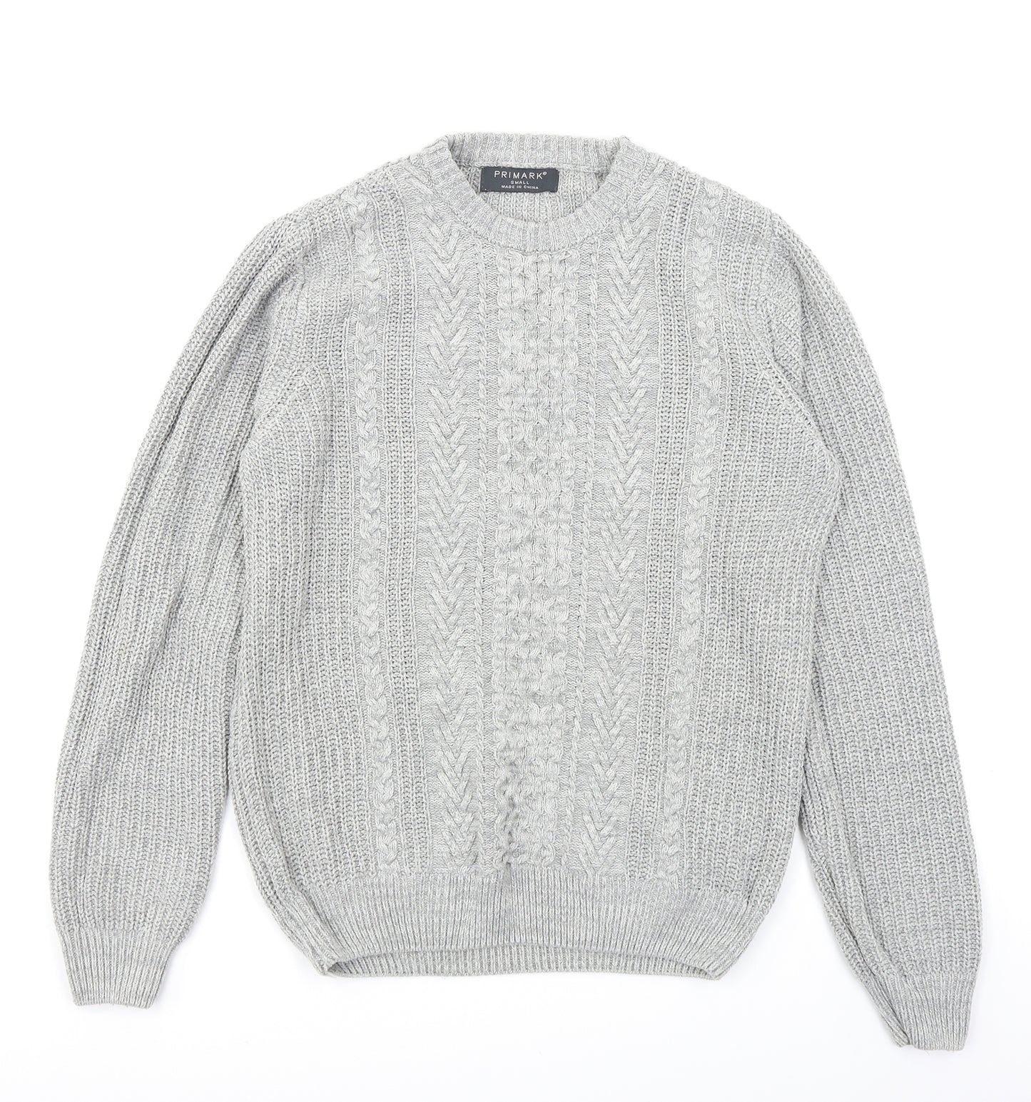 Primark Mens Grey  Knit Pullover Jumper Size S