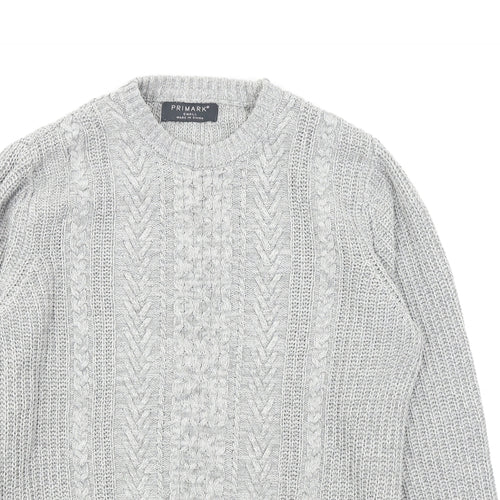 Primark Mens Grey  Knit Pullover Jumper Size S