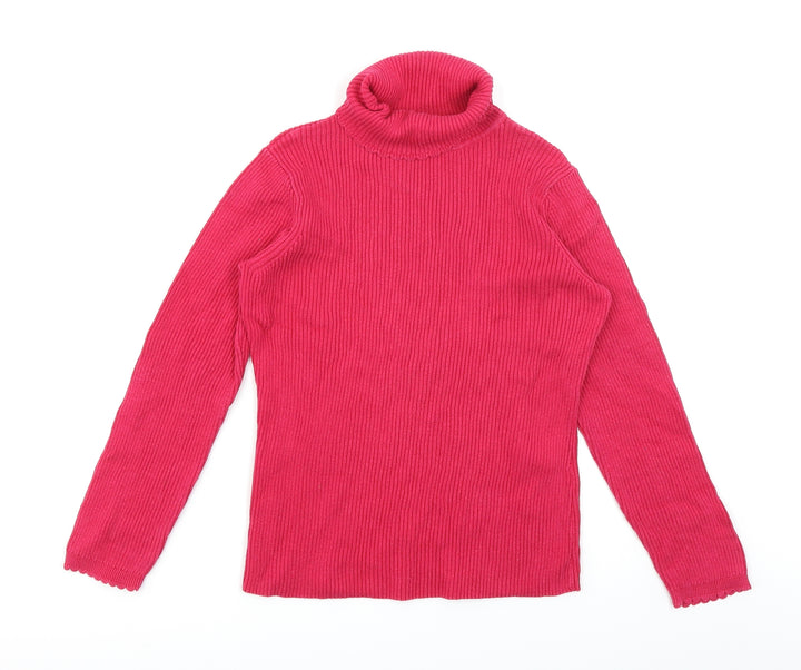 George Girls Pink   Pullover Jumper Size 9-10 Years  - Lettuce Edging
