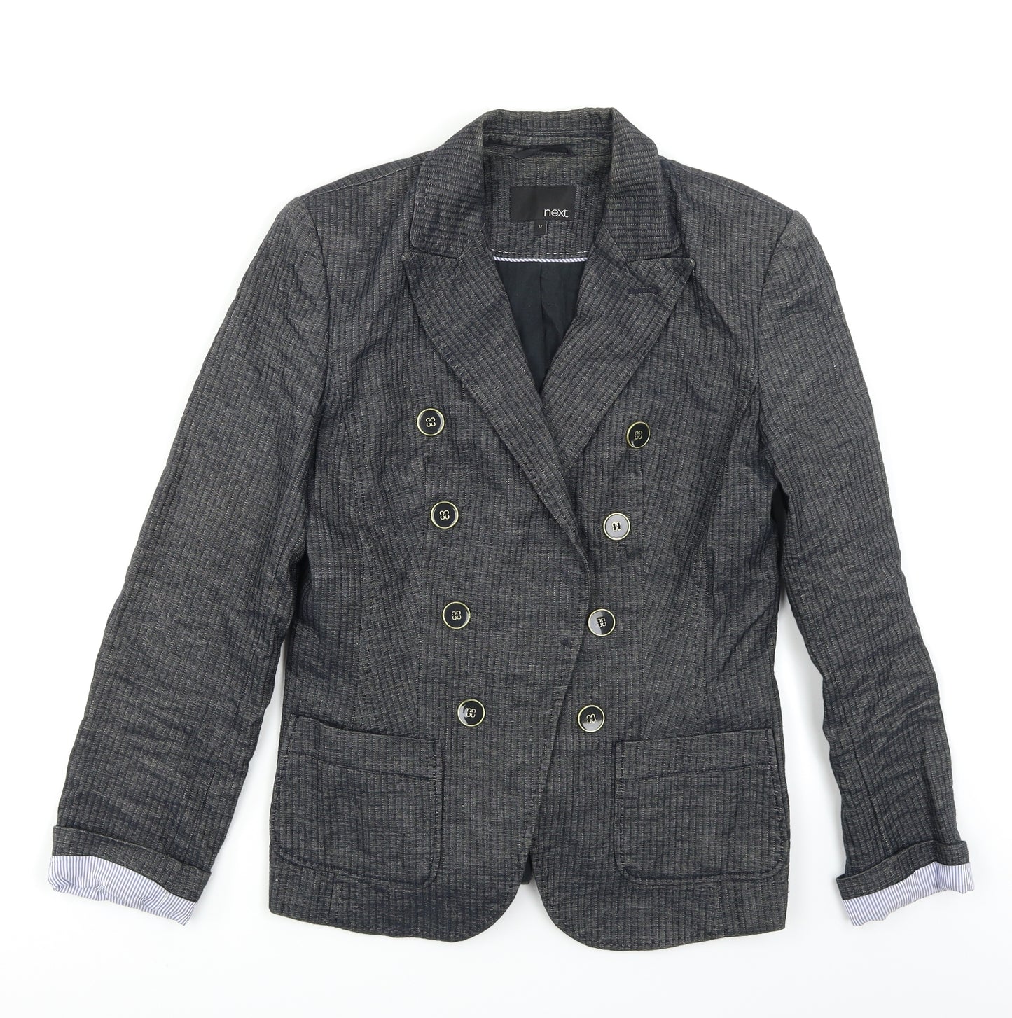 NEXT Womens Grey Striped  Jacket Blazer Size 12
