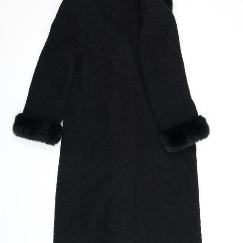 M&S Womens Black   Overcoat Coat Size 14  - Extra Long