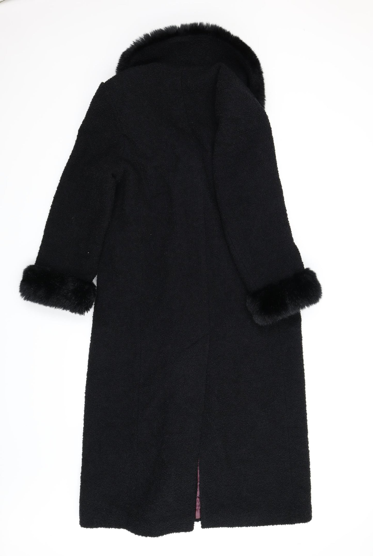 M&S Womens Black   Overcoat Coat Size 14  - Extra Long