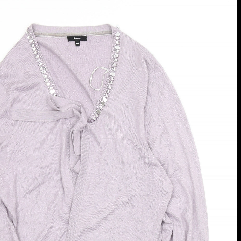 Linea Womens Purple   Cardigan Jumper Size 2XL