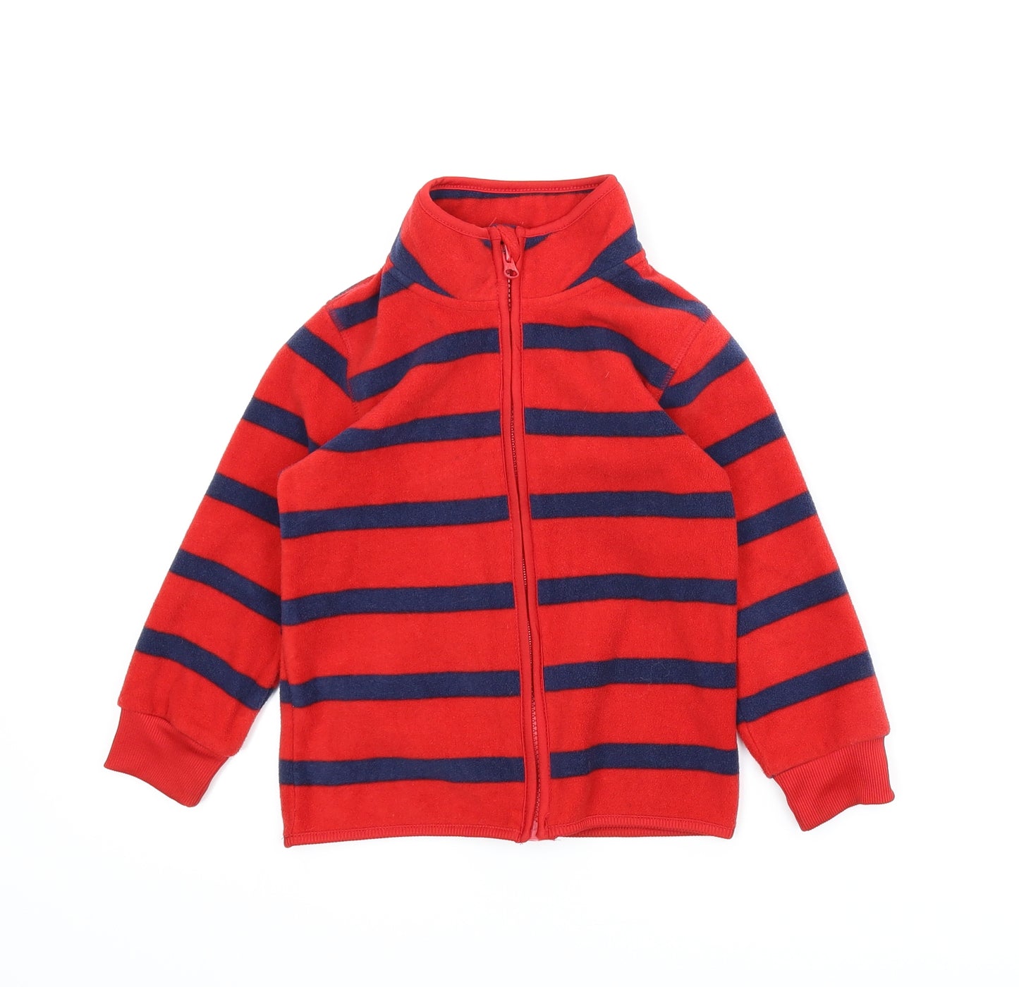 George Boys Red Striped Fleece Full Zip Jumper Size 4-5 Years