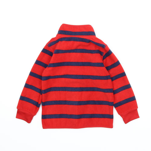 George Boys Red Striped Fleece Full Zip Jumper Size 4-5 Years