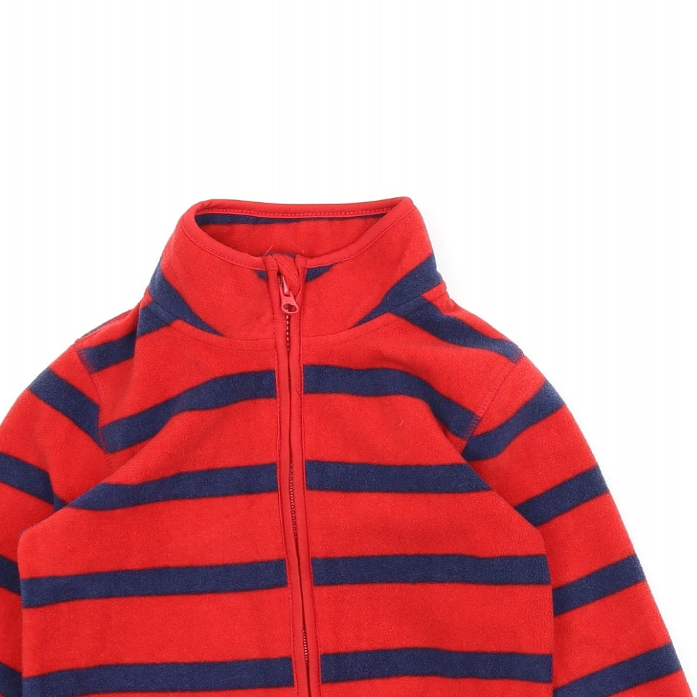 George Boys Red Striped Fleece Full Zip Jumper Size 4-5 Years