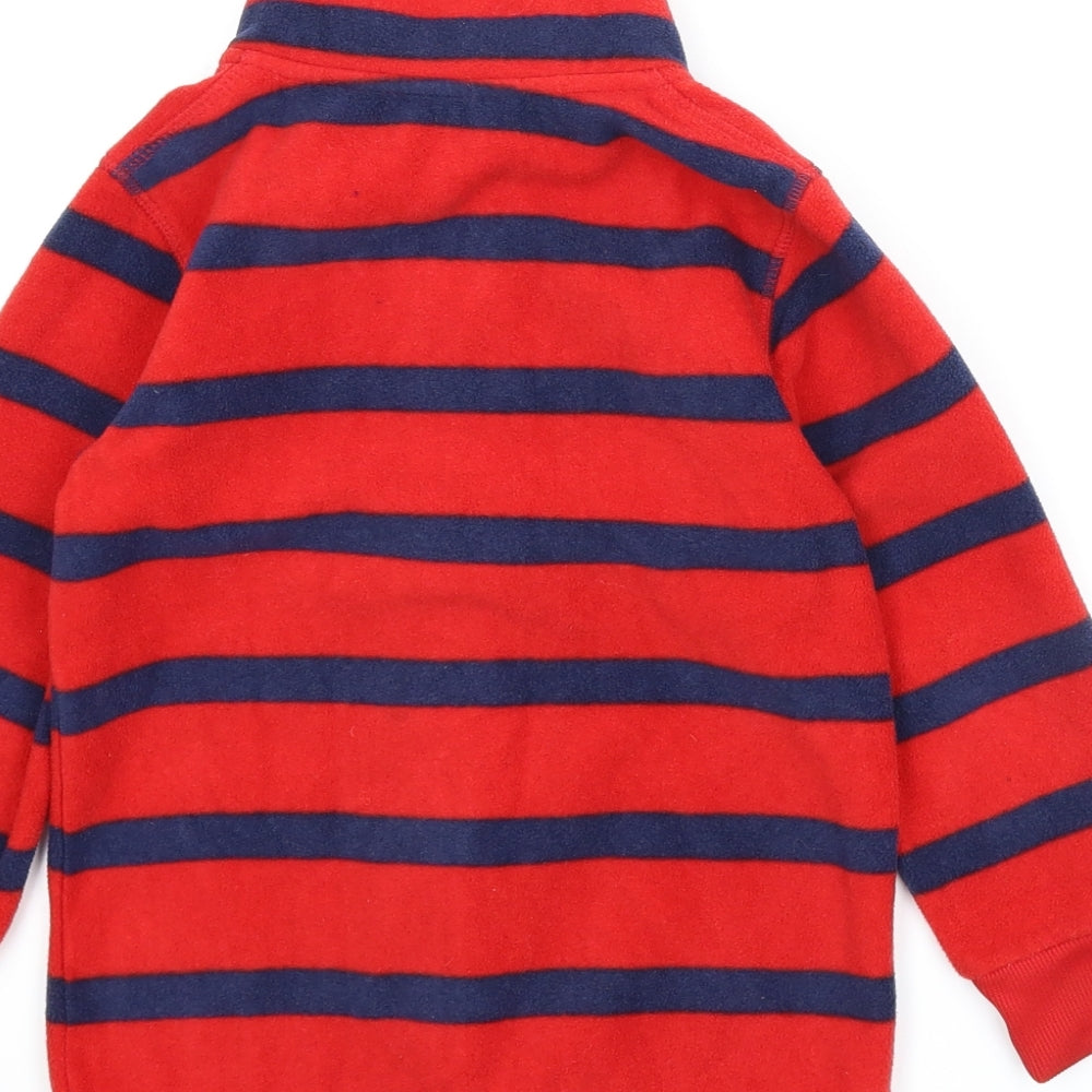 George Boys Red Striped Fleece Full Zip Jumper Size 4-5 Years