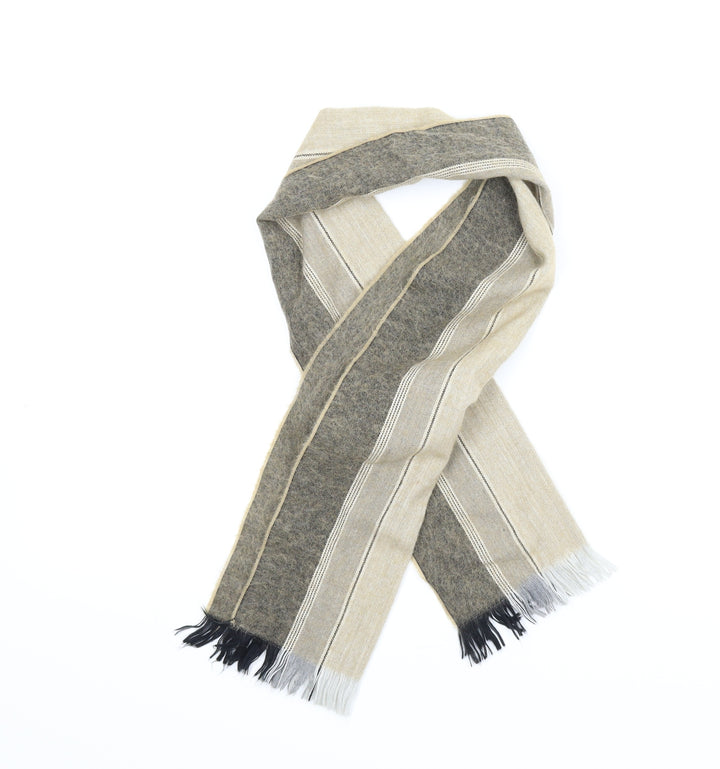 Francois Duchamps Mens Beige Striped Scarf One Size