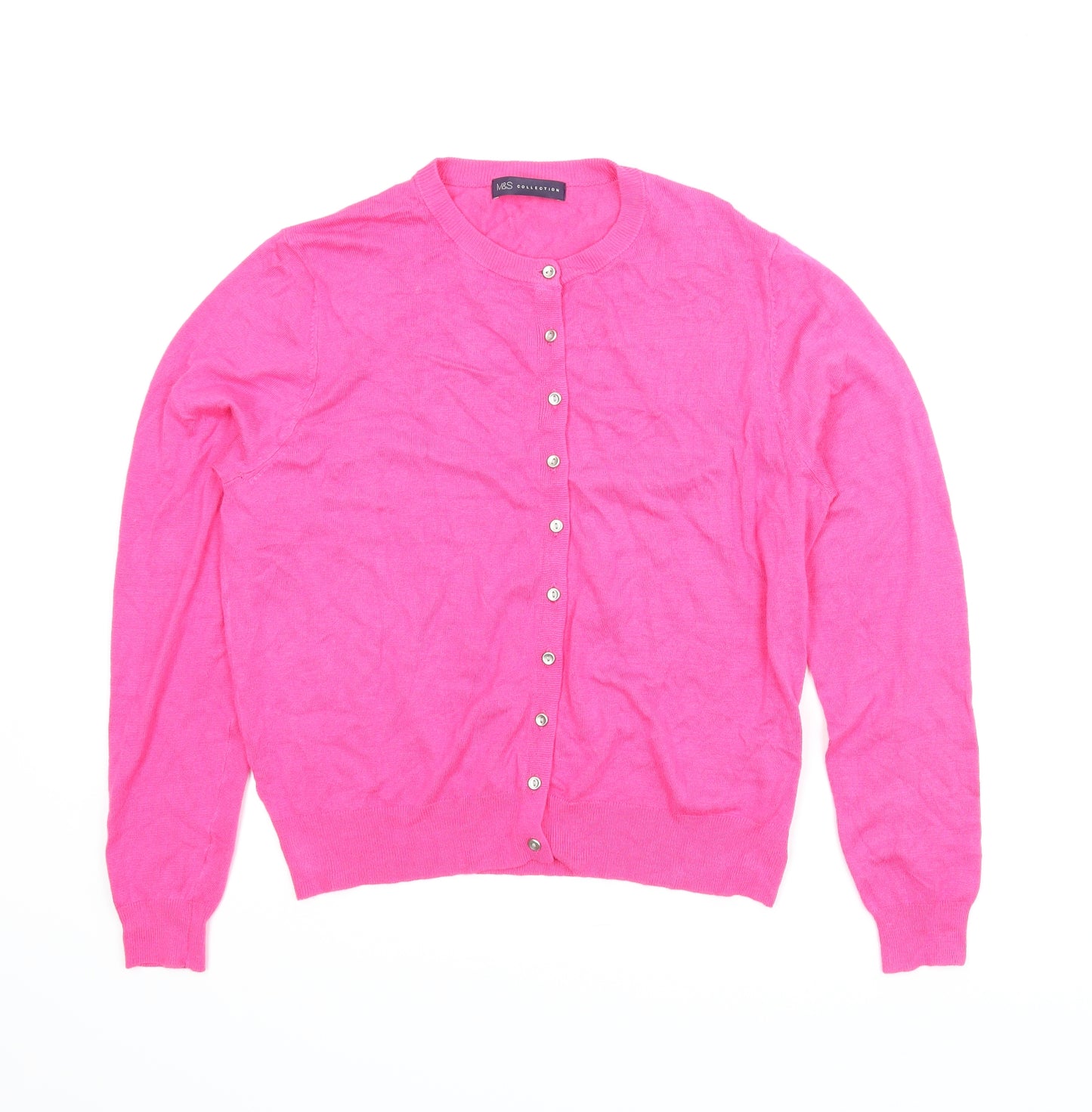 M&S Womens Pink   Cardigan Jumper Size 14