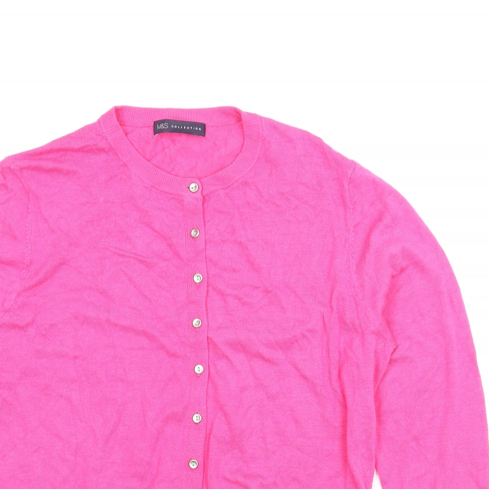 M&S Womens Pink   Cardigan Jumper Size 14