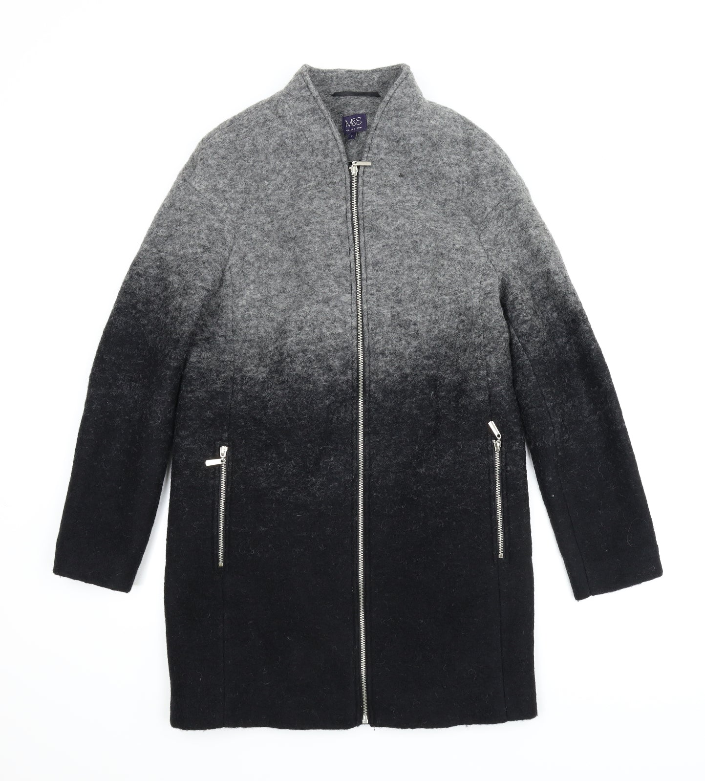M&S Womens Grey   Overcoat Coat Size 8