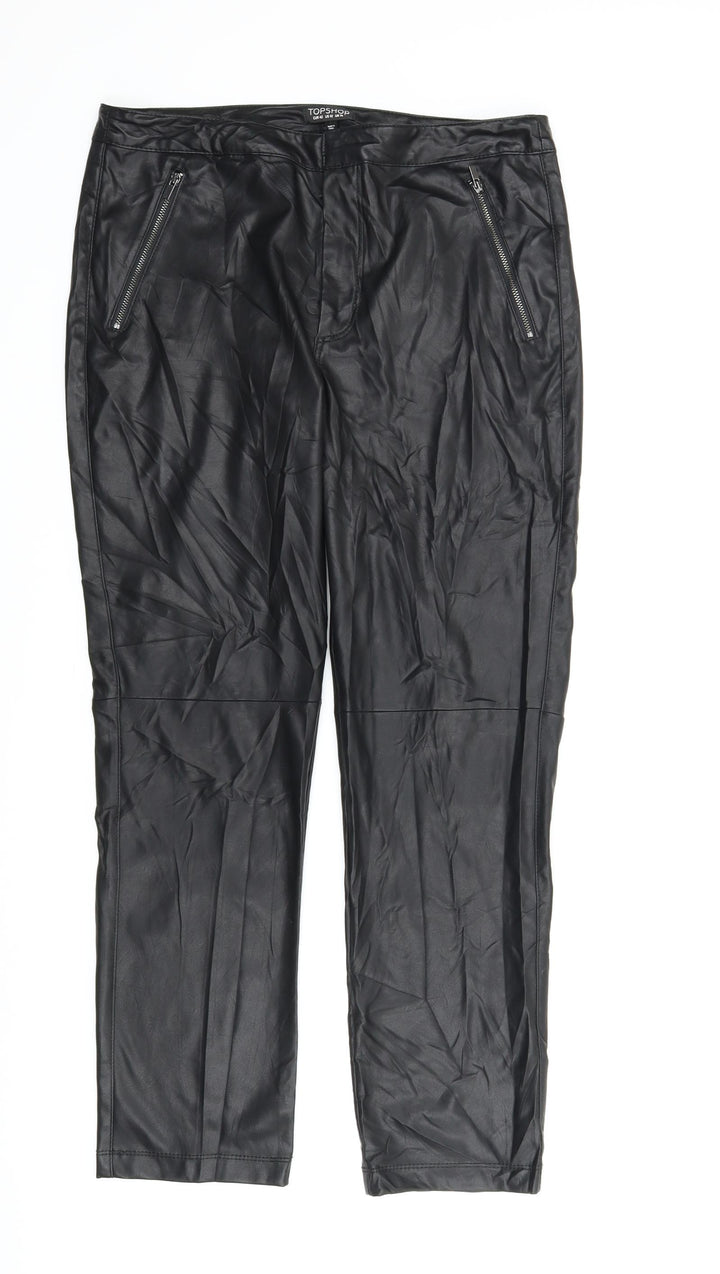 Topshop Womens Black Trousers Size 14 L26 in