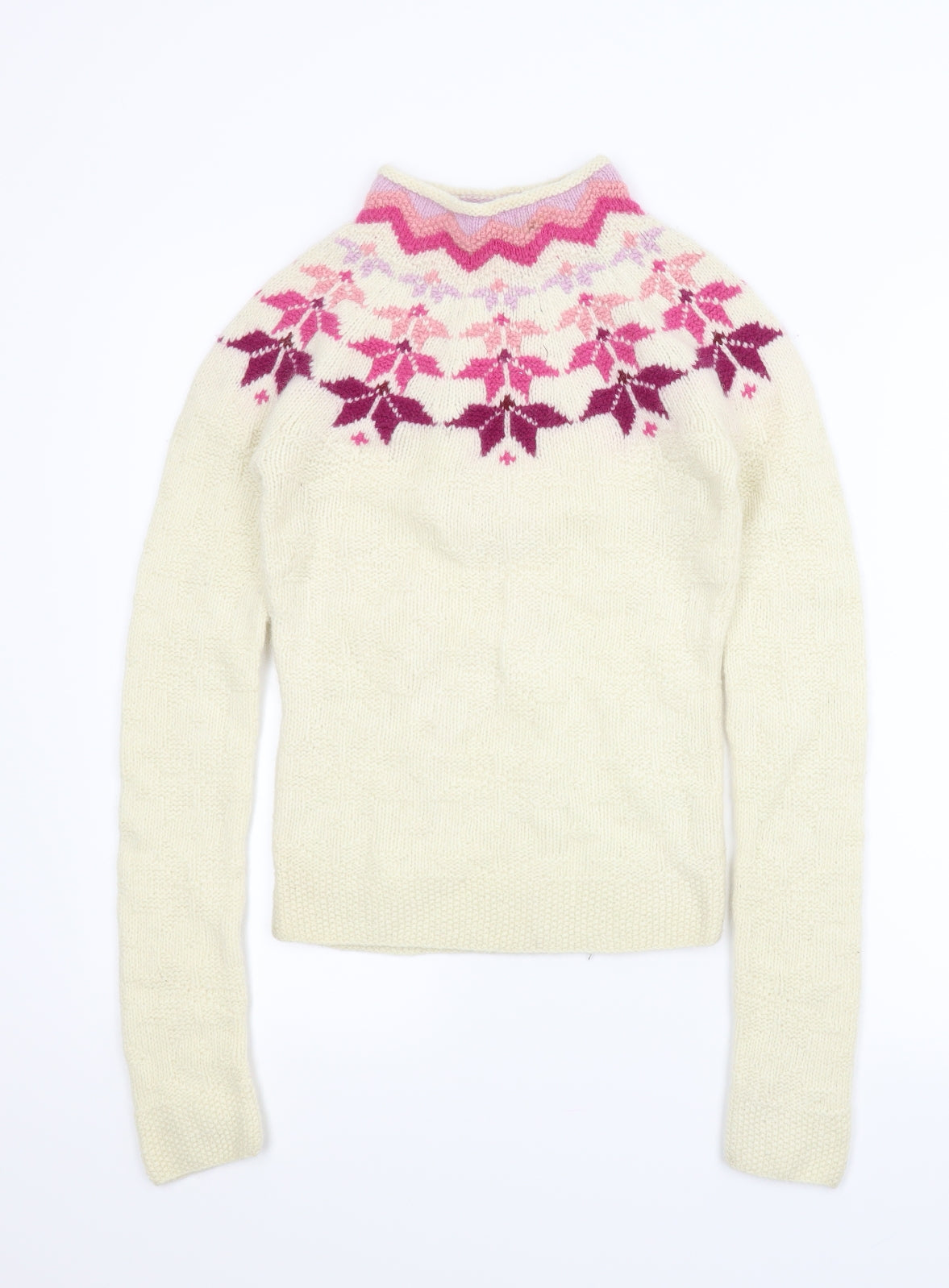 French Connection Womens Ivory Fair Isle  Pullover Jumper Size XS