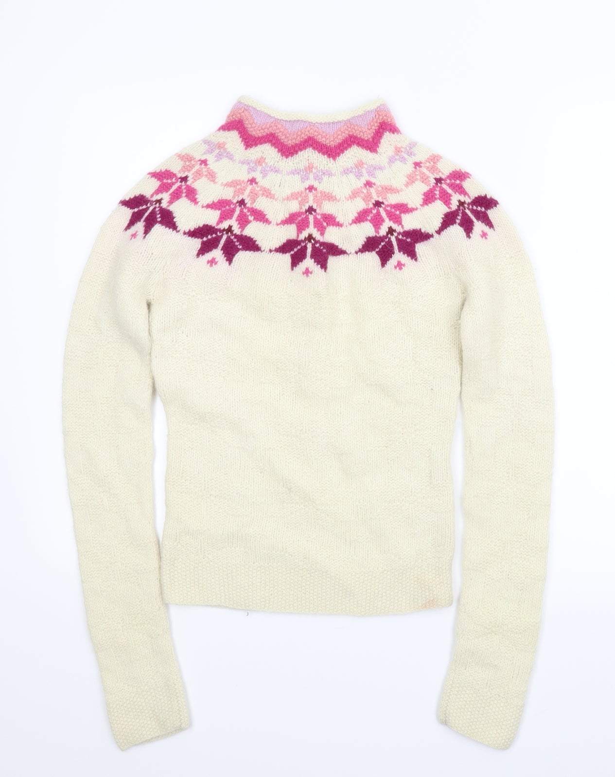 French Connection Womens Ivory Fair Isle  Pullover Jumper Size XS