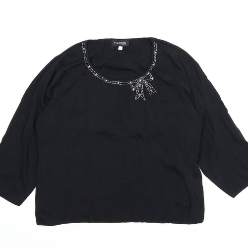 Femme Womens Black   Pullover Jumper Size XL