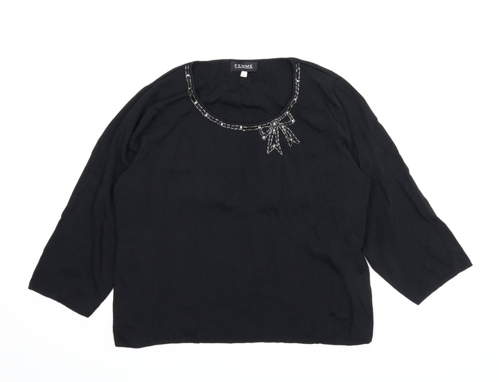 Femme Womens Black   Pullover Jumper Size XL