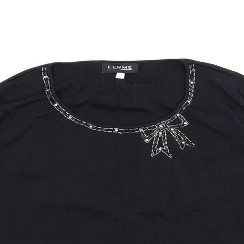 Femme Womens Black   Pullover Jumper Size XL