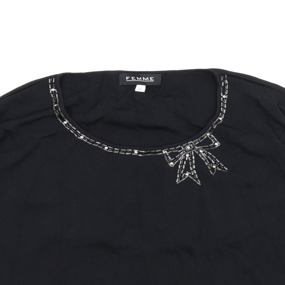 Femme Womens Black   Pullover Jumper Size XL