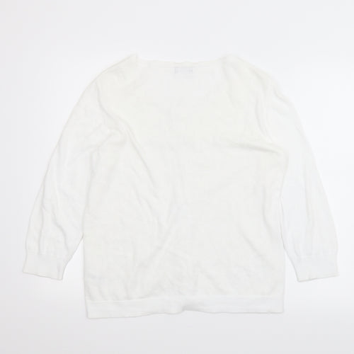 F&F Womens White Floral  Cardigan Jumper Size 12