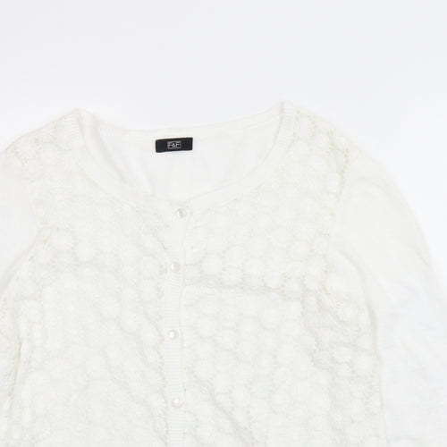F&F Womens White Floral  Cardigan Jumper Size 12