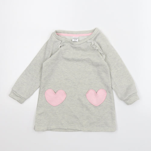 Healthtex Girls Grey   Jumper Dress  Size 2 Years  - Loveheart
