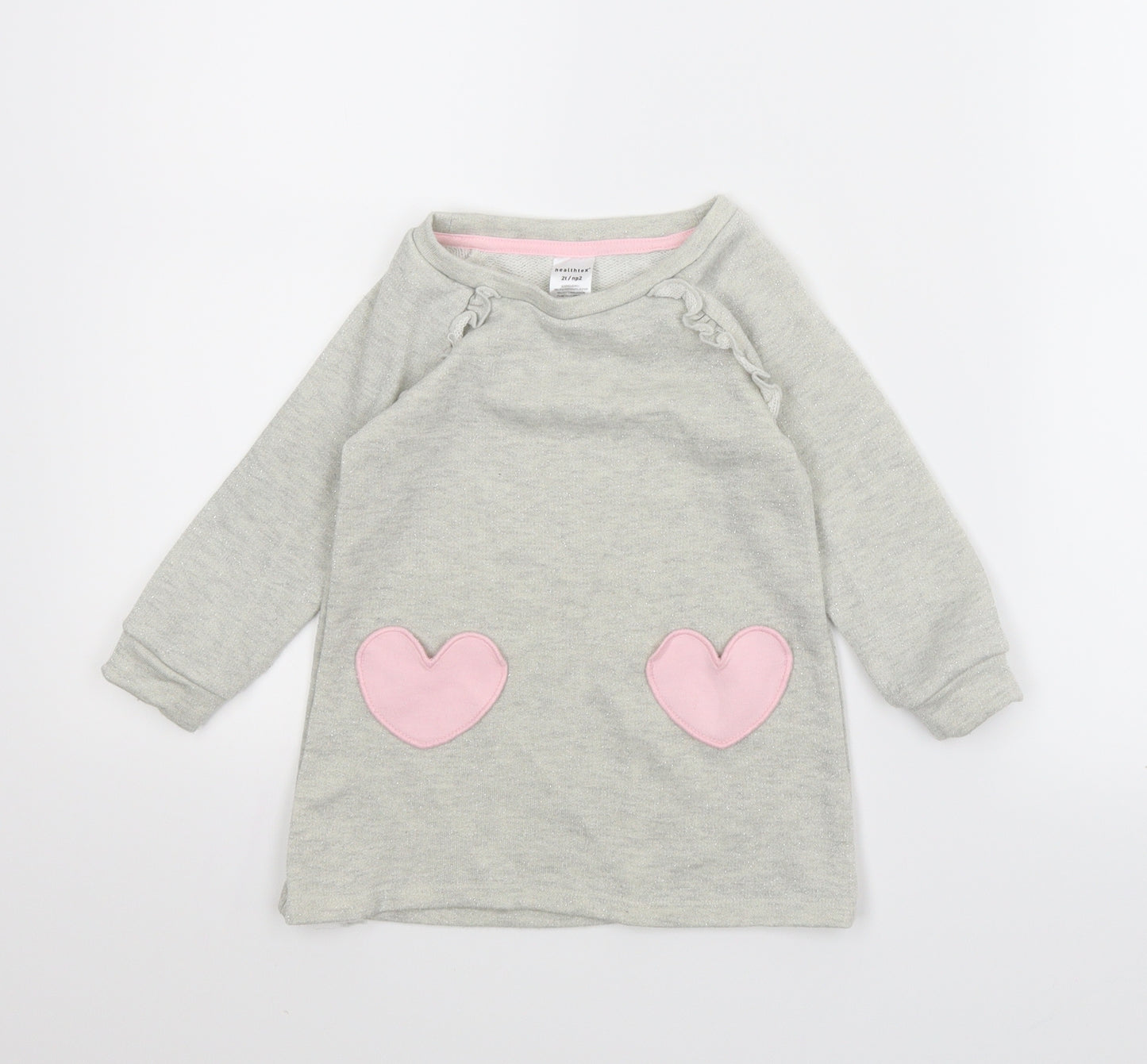 Healthtex Girls Grey   Jumper Dress  Size 2 Years  - Loveheart