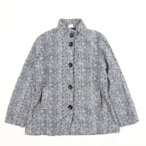 Anne De Lancay Womens Grey Herringbone Fleece Jacket  Size S