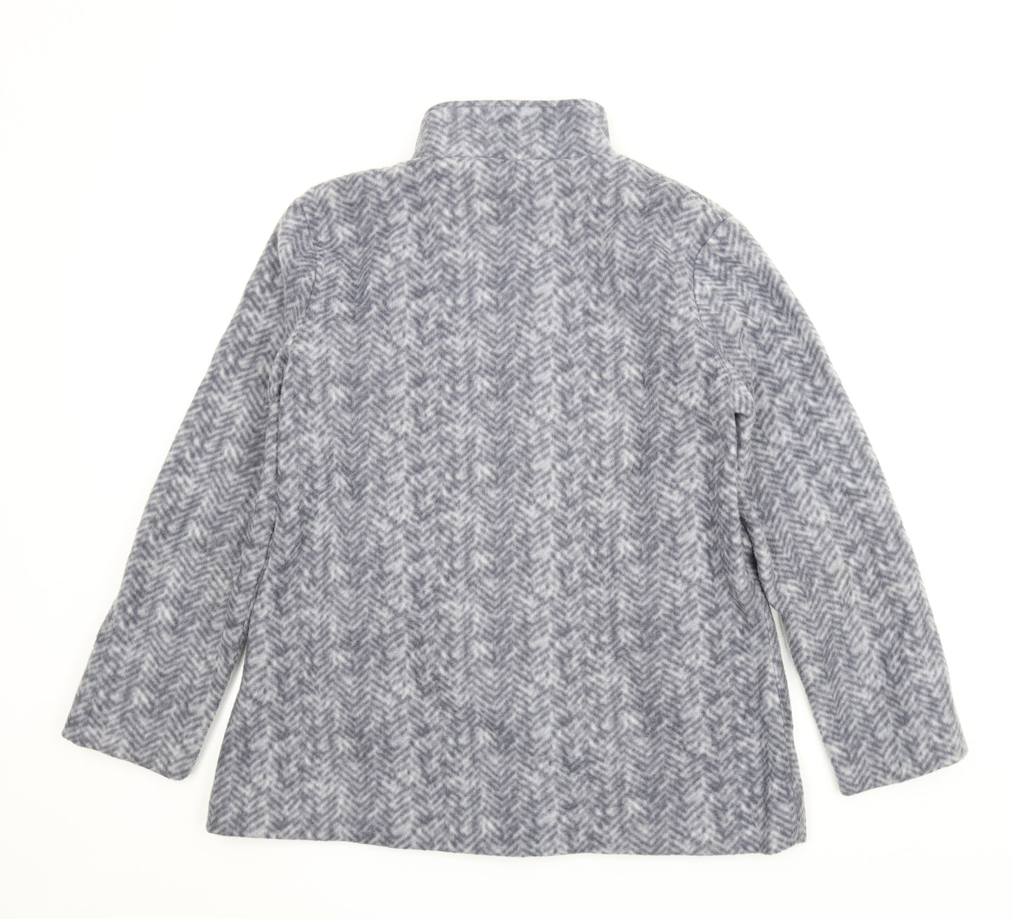 Anne De Lancay Womens Grey Herringbone Fleece Jacket  Size S