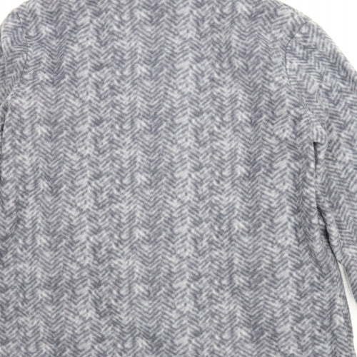 Anne De Lancay Womens Grey Herringbone Fleece Jacket  Size S