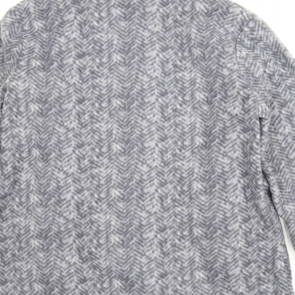 Anne De Lancay Womens Grey Herringbone Fleece Jacket  Size S