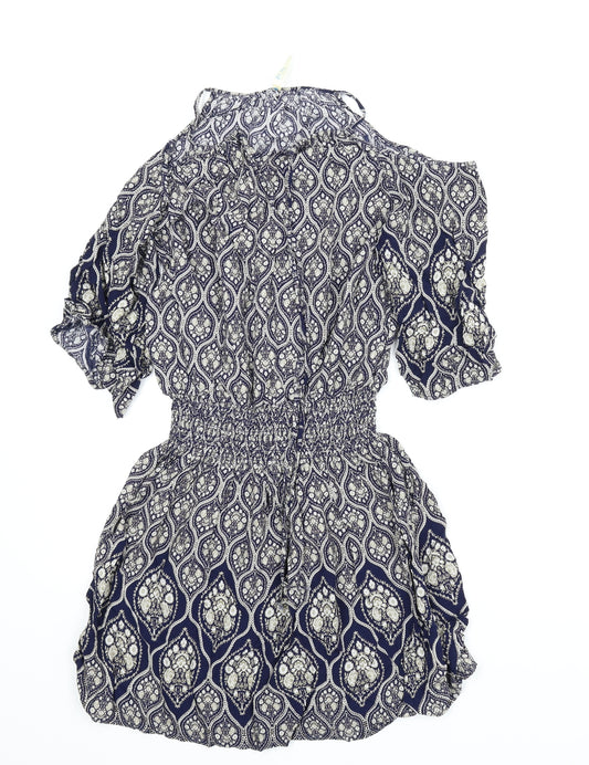 Front view of Blue Vanilla women’s blue paisley a-line, size L