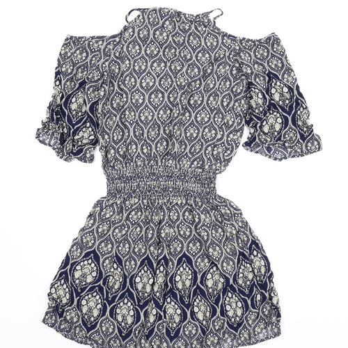 Blue Vanilla Womens Blue Paisley  A-Line  Size L