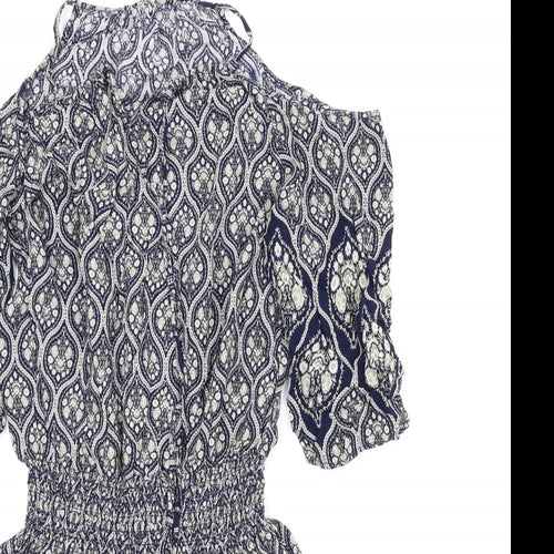 Blue Vanilla Womens Blue Paisley  A-Line  Size L