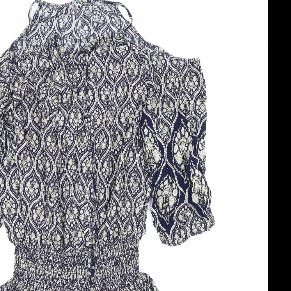 Blue Vanilla Womens Blue Paisley  A-Line  Size L