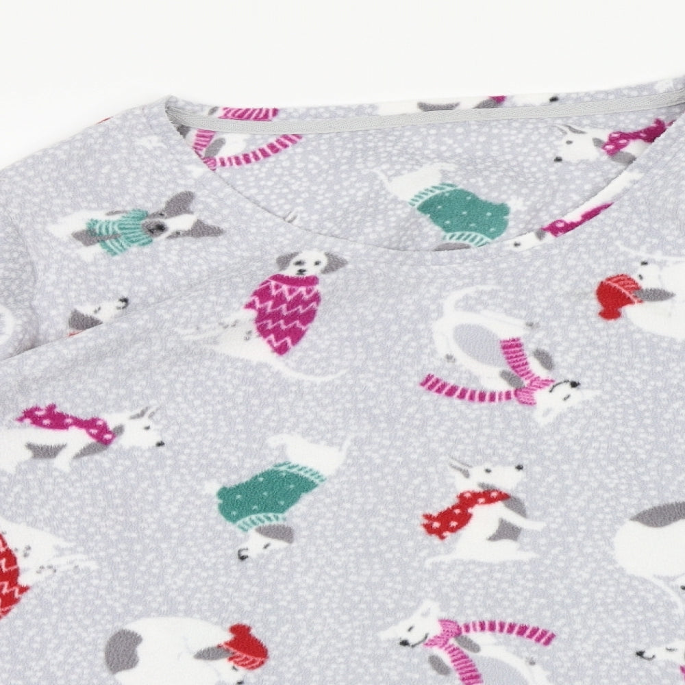Marks and Spencer Womens Grey  Fleece Top Pyjama Top Size 24  - Dog print