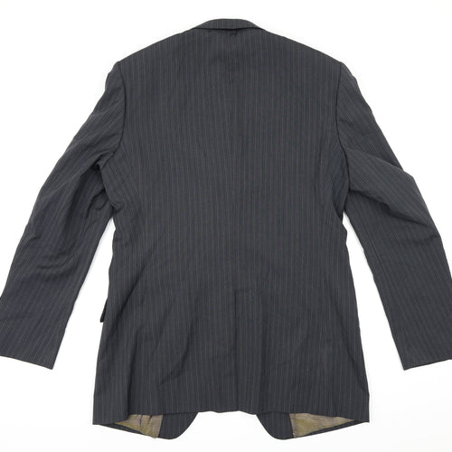 Autograph Mens Grey Striped Rayon Jacket Suit Jacket Size 40