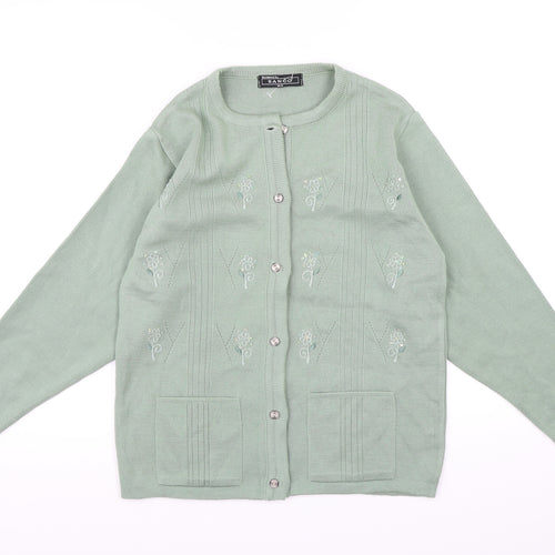 Sanco Womens Green  Knit Cardigan Jumper Size M