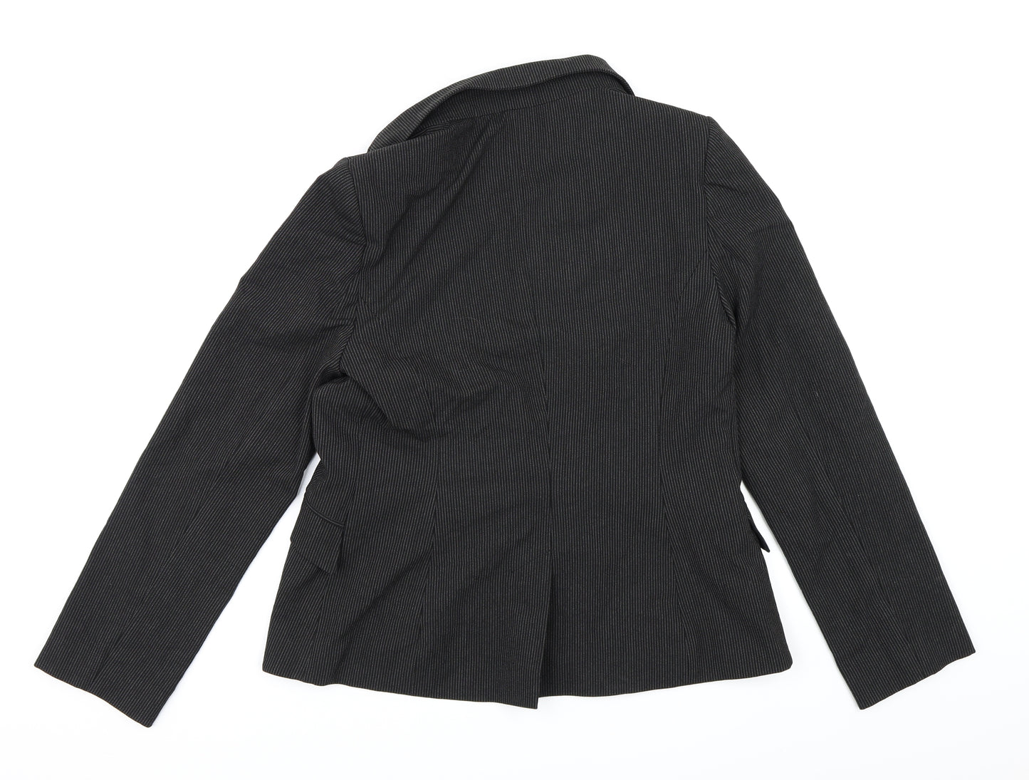 Rocha John Rocha Womens Black Striped Rayon Jacket Blazer Size 14