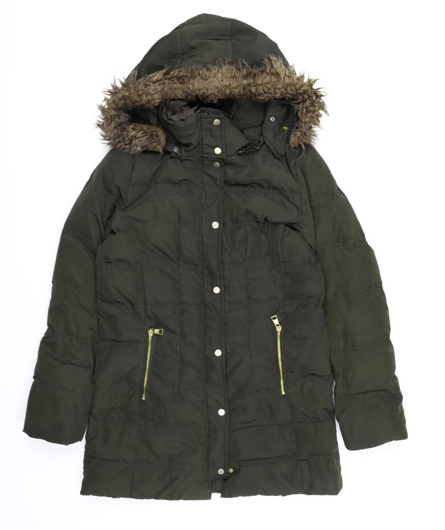 H&M Womens Green   Quilted Coat Size S