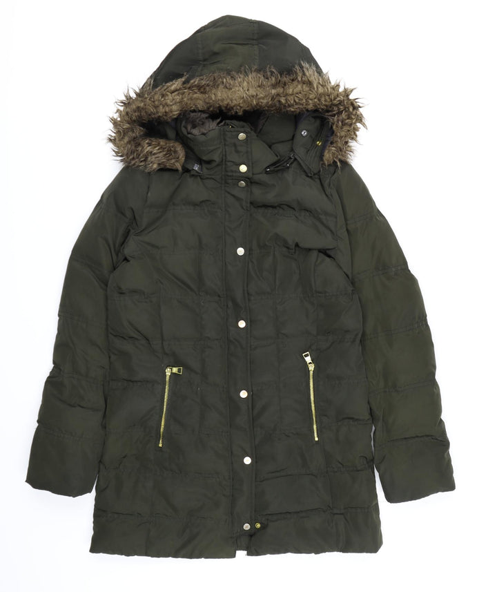 H&M Womens Green   Quilted Coat Size S