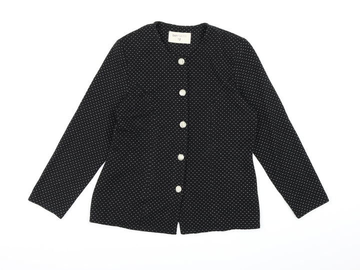 Bonmarché Womens Black Polka Dot  Jacket Blazer Size 12